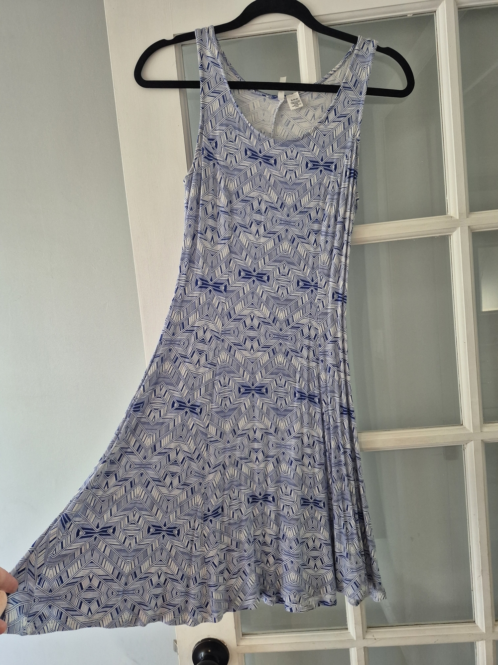2 For $20!! Sleeveless Blue Geometric A-Line Dress Fit And Flare Size S/M